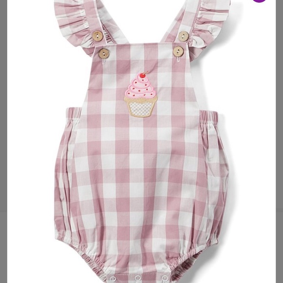 🆕 NWT Size 12-18 mon. Rose Checked Bow Back Bubble - Picture 1 of 2
